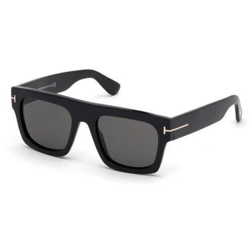 Tom Ford Fausto Sunglasses FT0711 711 01A Black Gold Grey Lenses Square