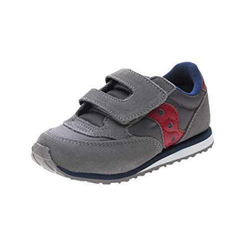 Saucony Unisex-child Baby Jazz Hook Loop Grey/red 5 M - Grey/Red