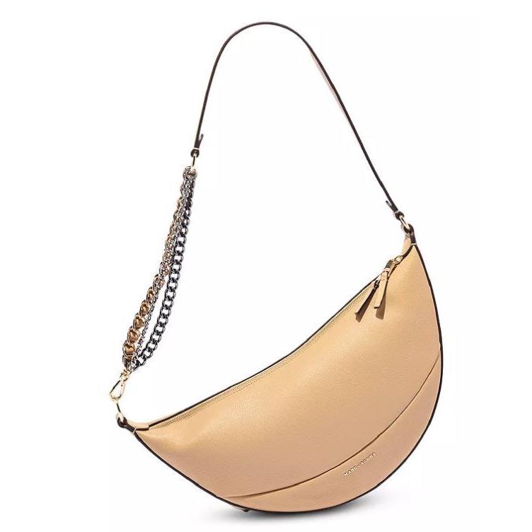 Marc Jacobs Women`s The Eclipse Leather Crossbody Hobo Bag Tan/gold Hardw