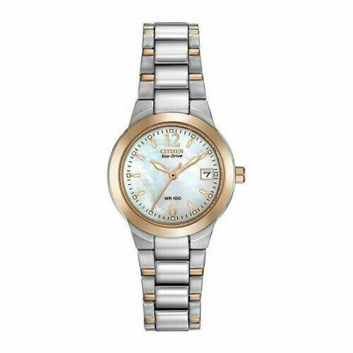 Citizen Eco-drive EW1676-52D Silhouette Sport Womens Wristwatch - MOTHER OF PEARL Dial, Two-Tone Band