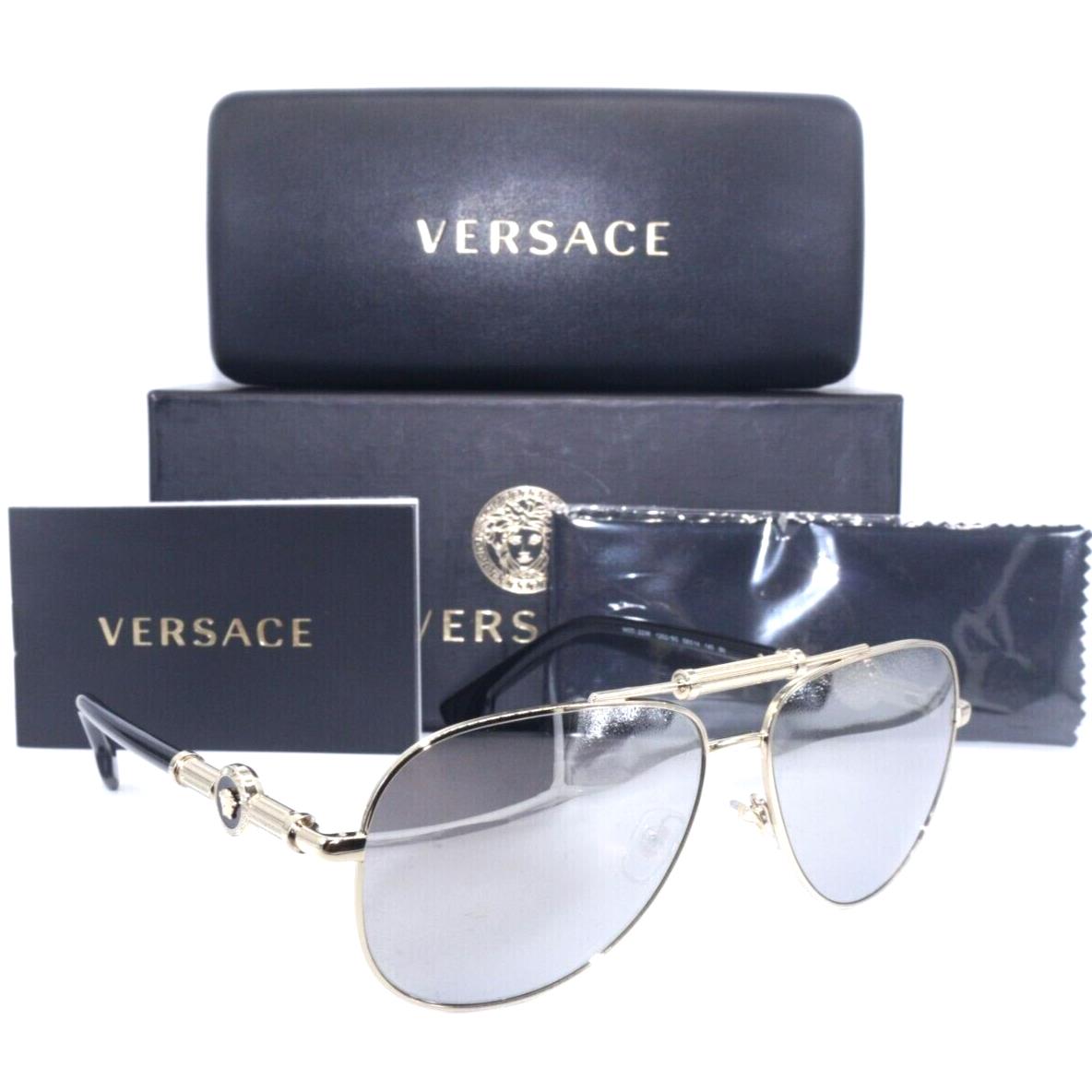 Versace Mod. 2236 1252/6G Gold-black/grey Mirror Sunglasses 59-14 - Frame: GOLD BLACK, Lens: GREY MIRRORED