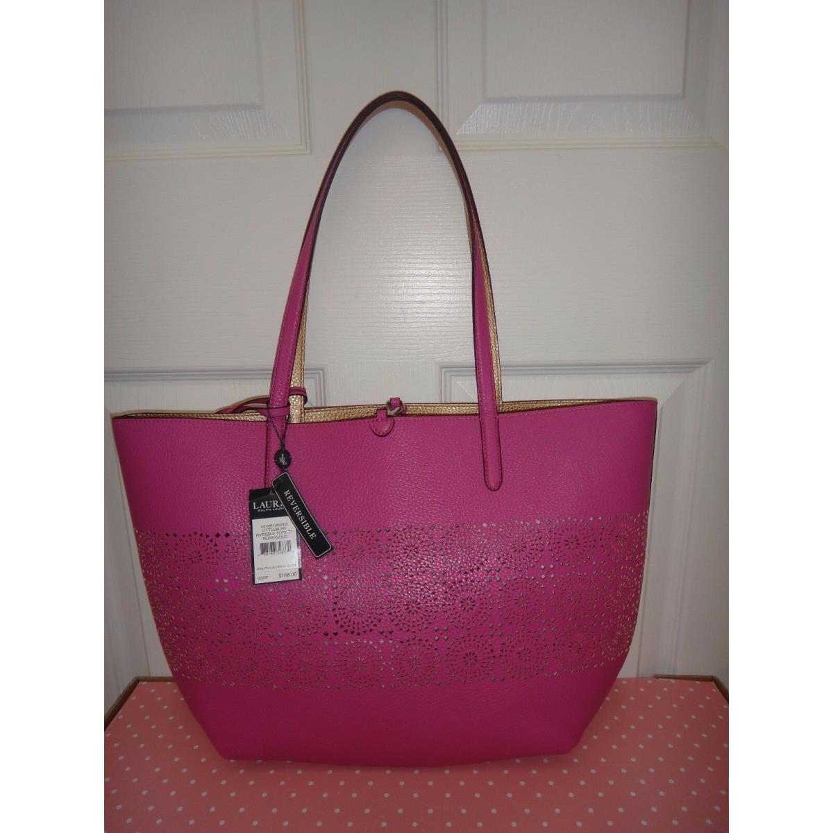 Ralph Lauren 2-PC Set Rll Littlebury Reversible Tote Bag Rose Pink Gold  Wristlet - Ralph Lauren bag - 888188348370 | Fash Brands