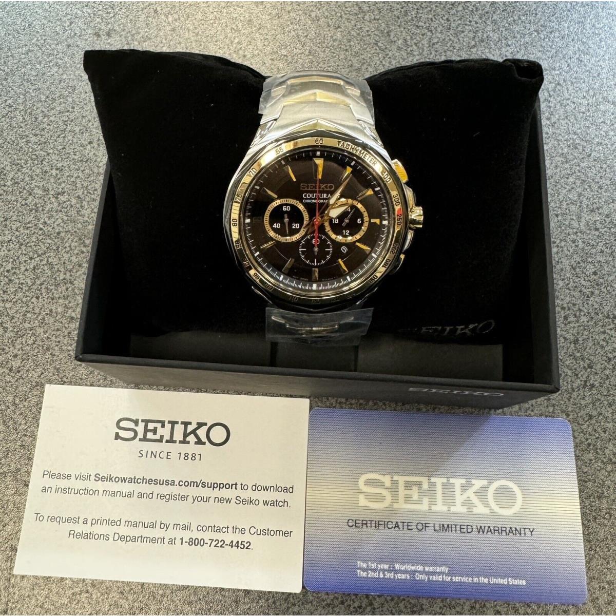 Seiko Coutura Chronograph Two Tone Black Dial Men`s Watch SRWZ26