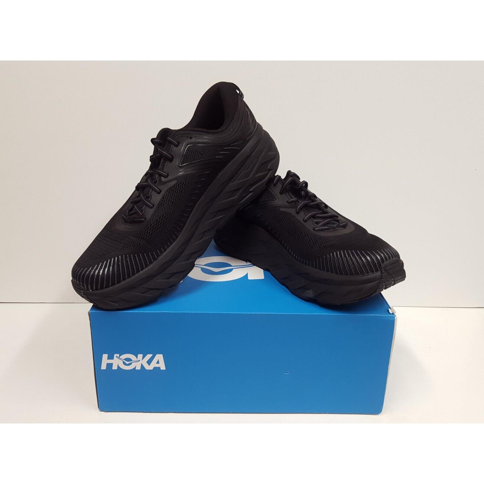 Hoka One One Bondi 7 Wide 2E Men`s Running Shoes Black / Black (BBLC)