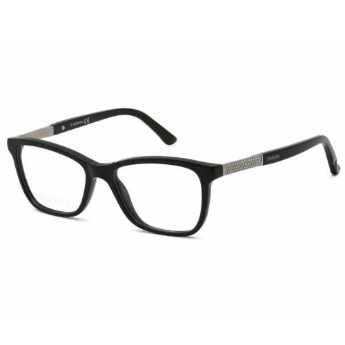 Swarovski Women`s Eyeglasses Shiny Black Rectangular Frame Crystal SK5117 001