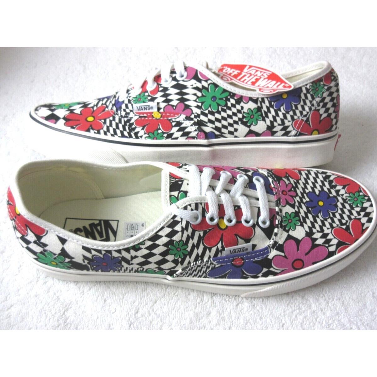 Vans Authentic Printed Floral Men`s Printed Floral Checkerboard Marshmallow Shoes Size 11.5