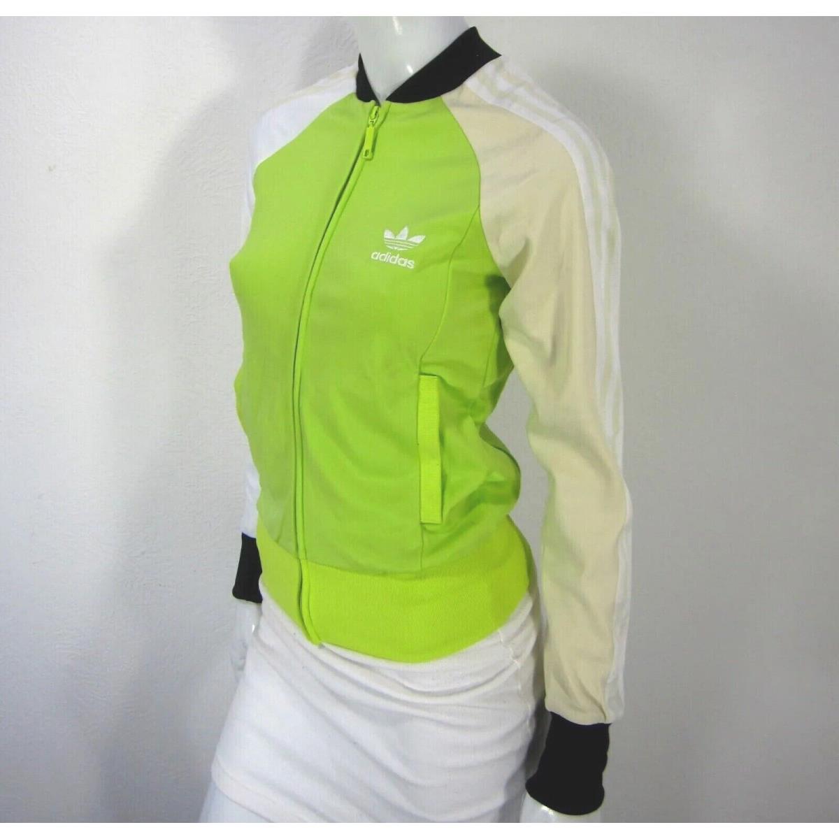 Adidas Woman Jacket Active Wear Sz XS Full Zip Pockets Lime Green Yellow