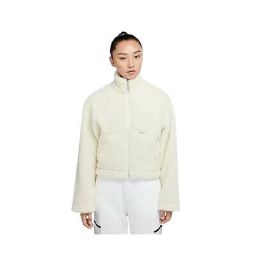 Nike Sportswear Sherpa Fleece Full-zip Womens Jackets Size M Color: White/white