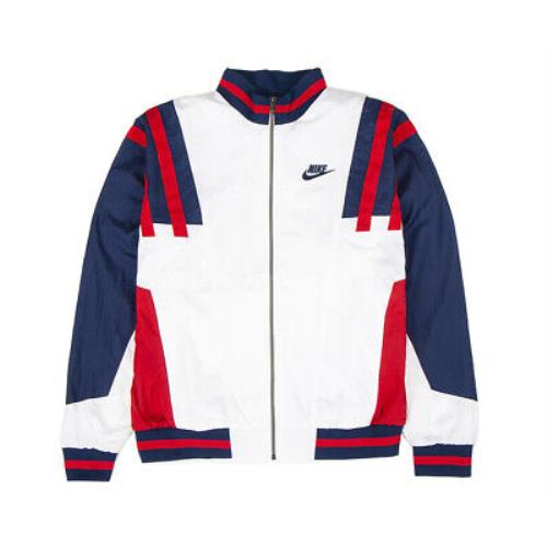 Nike Sportwear Woven Windwear Mens Jackets Size L Color: White/blue/red