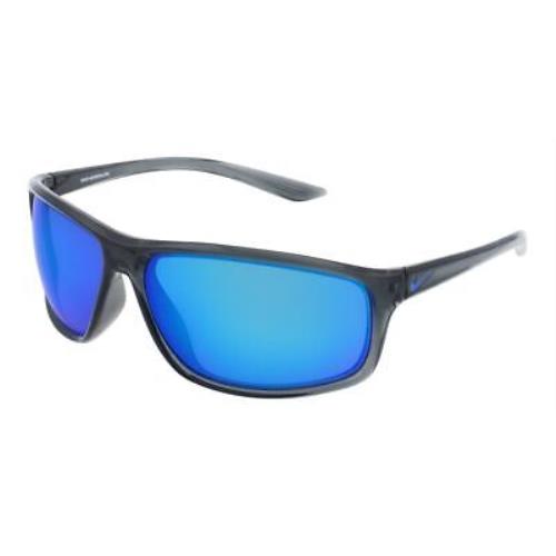 Nike Adrenaline M EV1113 Sunglasses Dark Gray 66mm - Dark Gray Frame, Blue Mirrored Lens, 012 Dark Grey/Grey/Blue Mirror Code