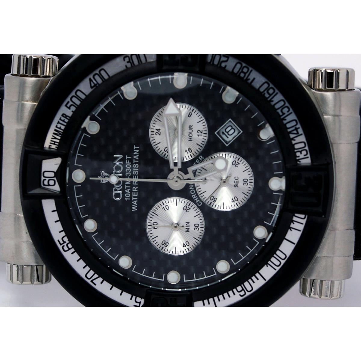 Croton Carbon Fiber Stainless newest Steel Watch