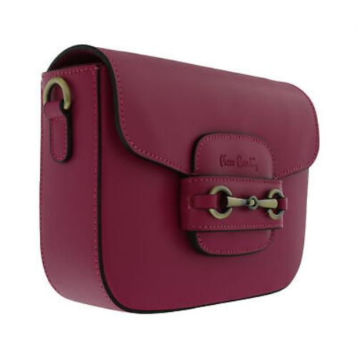 Pierre Cardin Fuschia Leather Medium Vintage Classic Square Shoulder Bag