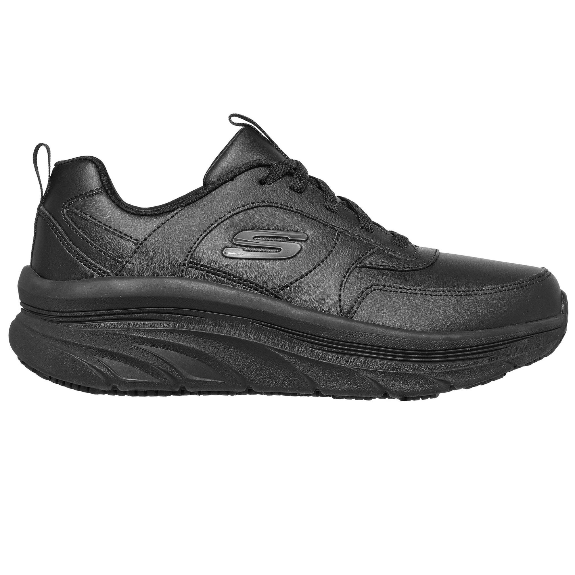 Skechers Women`s 108018 D`lux Walker Slip Resistant Black Lace Up Work Shoes Wide