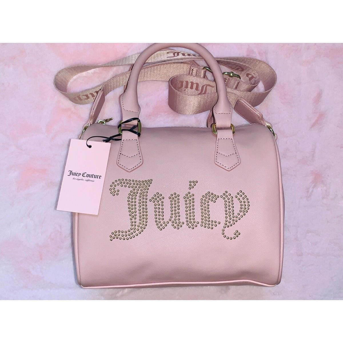 Juicy Couture Pink Taffy Speedy Satchel Gold Bling Studded Logo Crossbody Purse