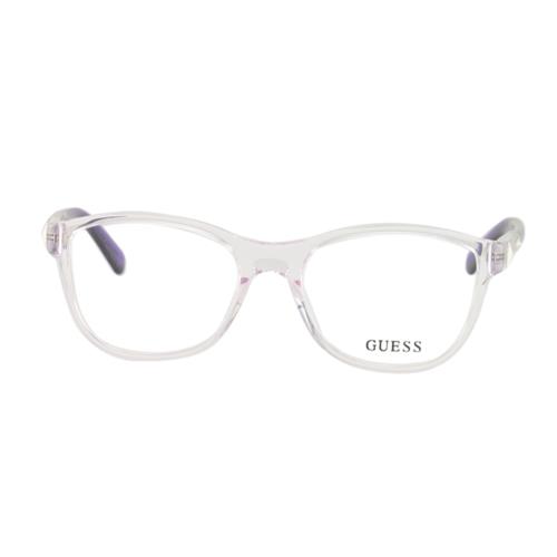 Guess Women`s Eyeglasses GU 2562 078 Crystal/violet 51 17 135 Frames Square - Crystal/Violet , Crystal/Violet Frame, With Plastic Demo Lens Lens