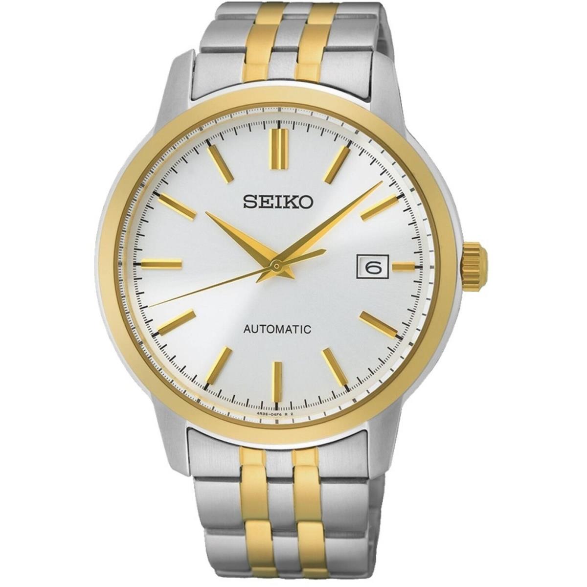 Seiko Men`s Watch Essentials Automatic Silver Tone Dial Two Tone Bracelet SRPH92