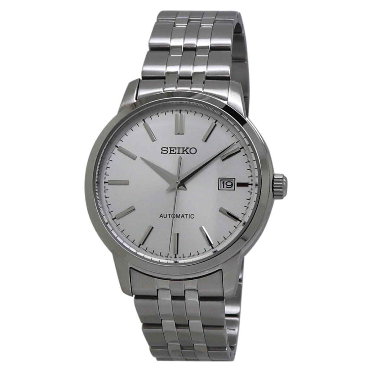 Seiko Essentials Automatic White Dial Stainless Steel Men`s Dress Watch SRPH85