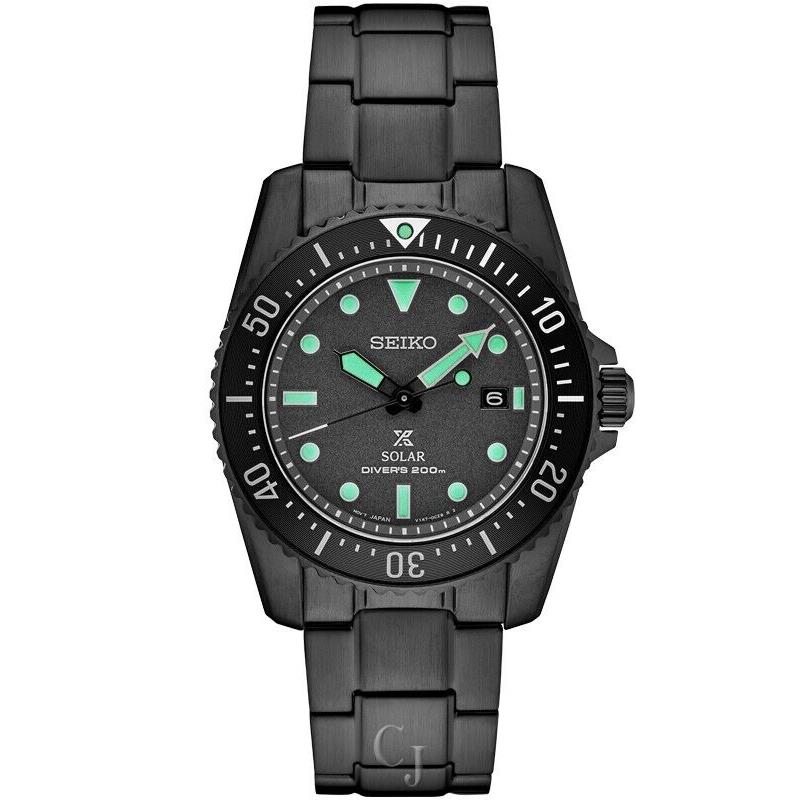 Limited Edition Seiko Prospex Solar Black Dial Watch SNE587 - Dial: Black, Band: Black, Bezel: Black