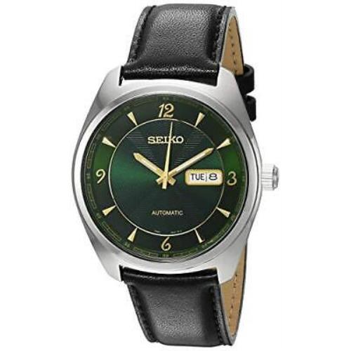 Seiko Recraft Mens Automatic Green Dial Leather Strap Watch SNKN69