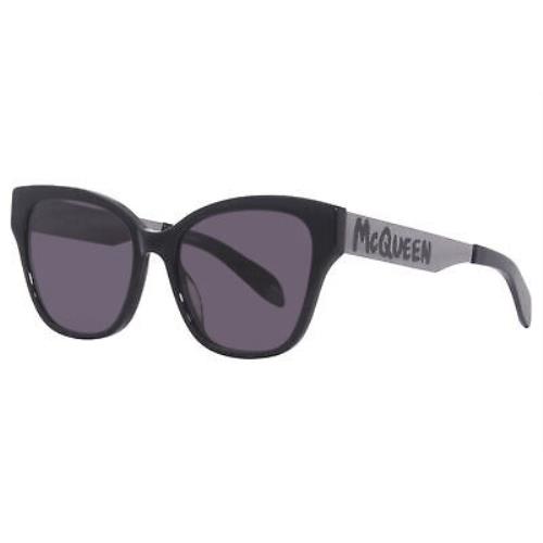 Alexander Mcqueen AM0353S 001 Sunglasses Women`s Black/gunmetal/grey Lenses 56mm