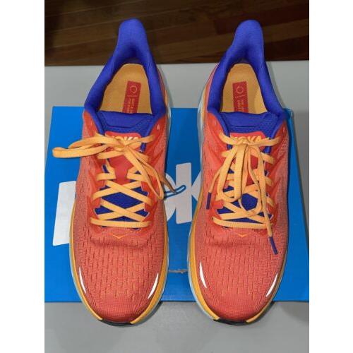 Hoka One One Men`s Clifton 8 Running Shoes Fiesta Bluing Size 10.5D