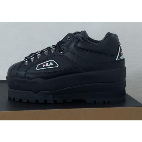 Fila Trailblazer Wedge Women`s Black Chunky Platform Shoes FI7732 Size 7