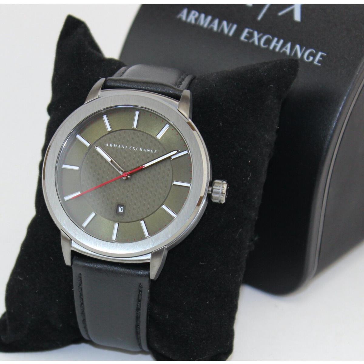 Armani Exchange Maddox Black Green Smoke Leather AX1473 Mens Watch