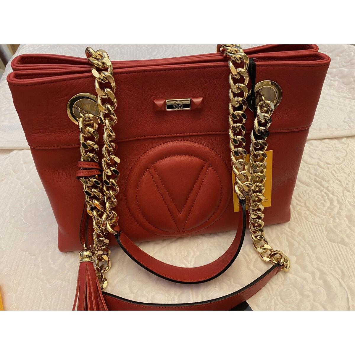 Valentino Leather Tassle Handbag Charm Red Nwot