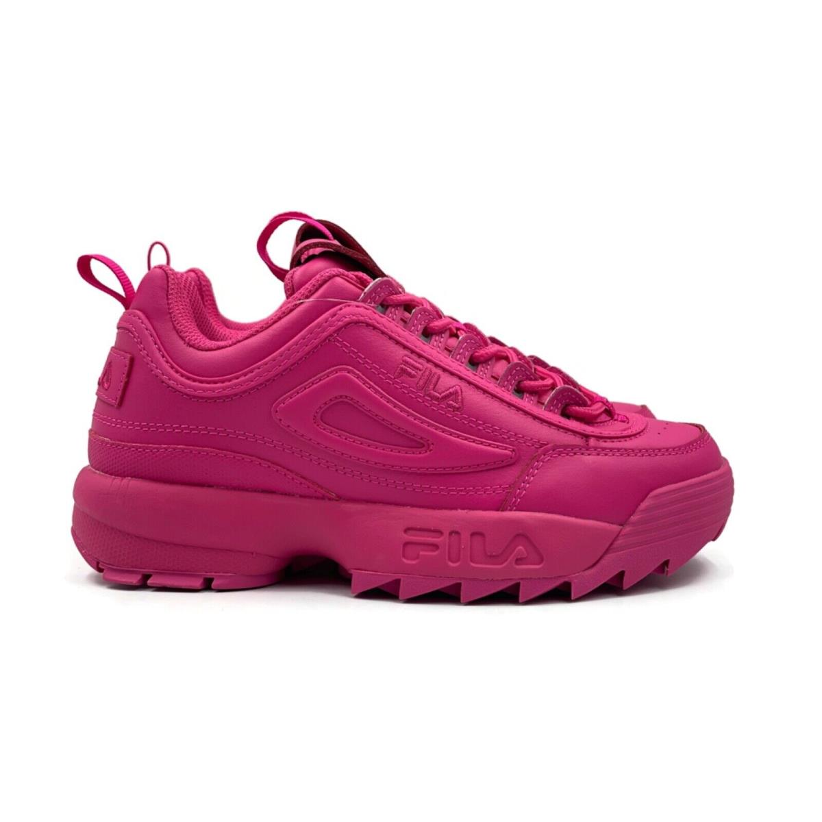 Fila Disruptor 2 II Premium Women Casual Platform Shoe Neon Pink Sneaker Trainer - Pink