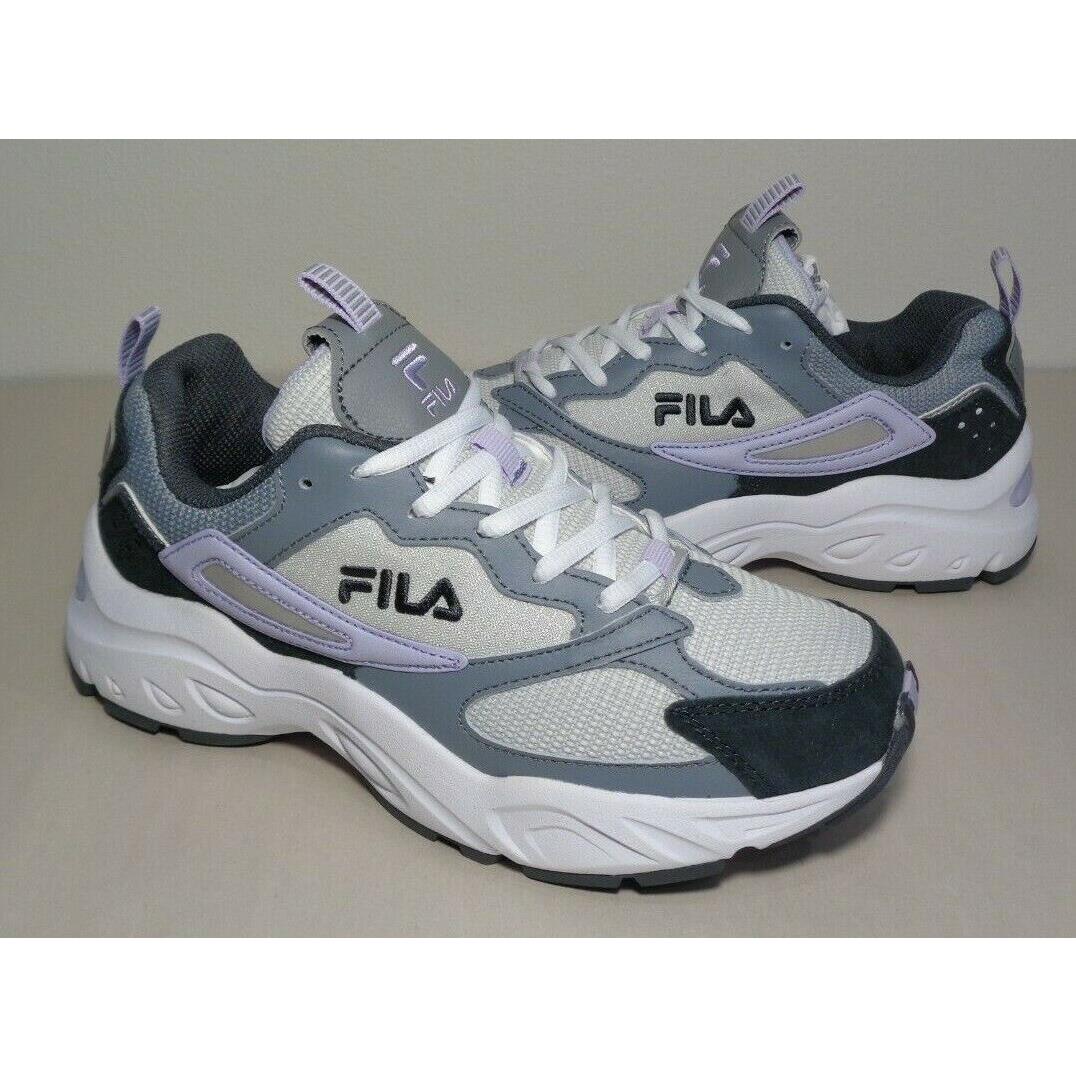 Fila Size 8 M Envizion Grey Lilac Leather Mesh Sneakers Women`s Shoes