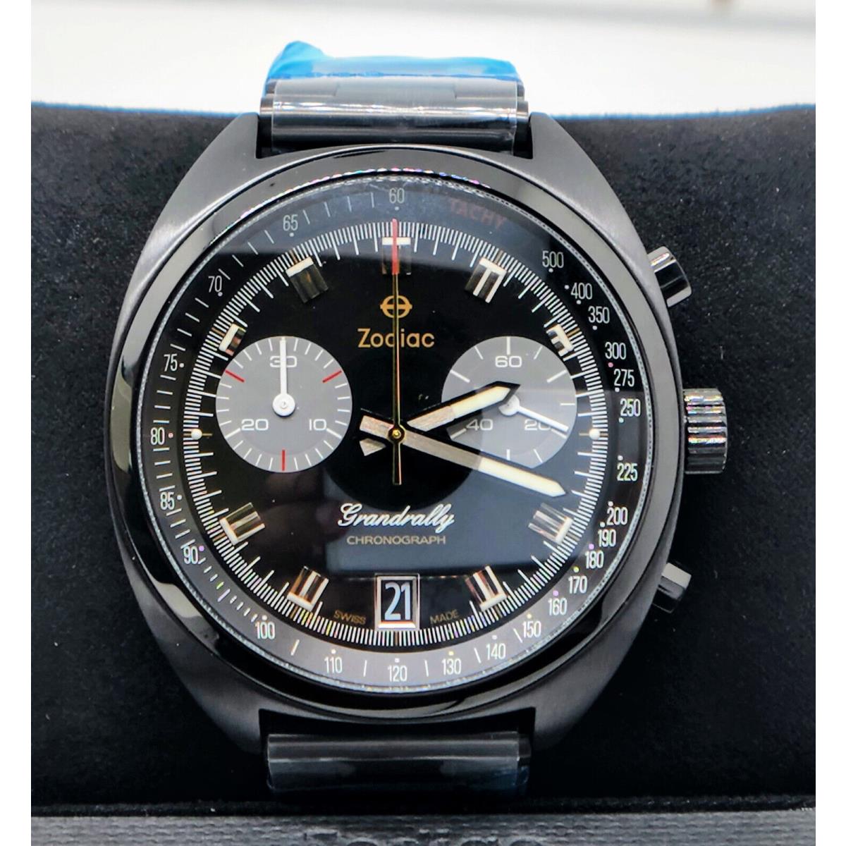 Zodiac Grandrally Black Dial Chronograph Sapphire Crystal Men`s Watch ZO9608