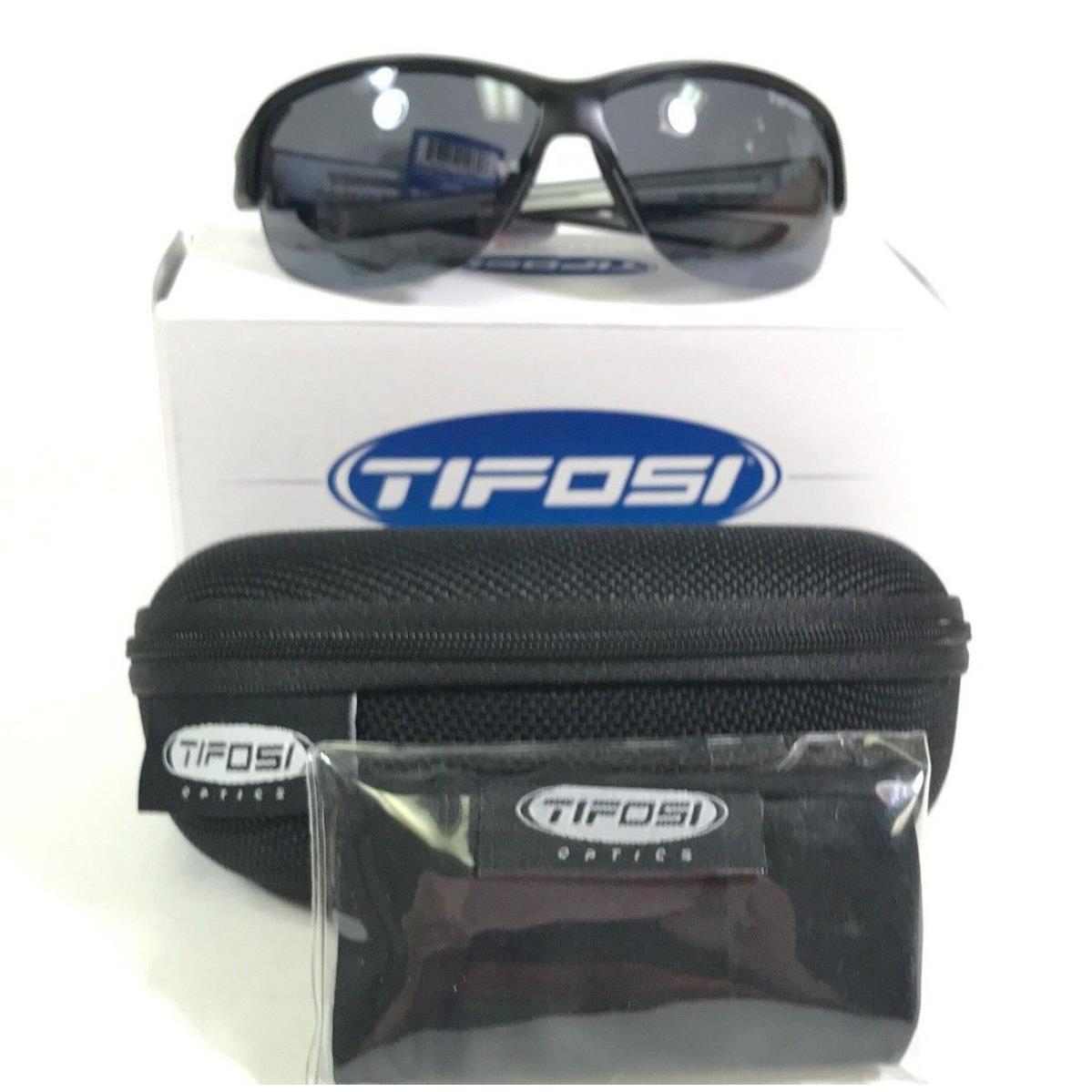 Tifosi Sunglasses Mira Black White Square Frames with Blue Lenses 68-15-120