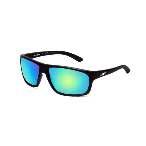 Arnette Burnout Unisex Square Polarized Sunglasses Matte Black/green Mirror 64mm - Frame: Black, Lens: Multicolor