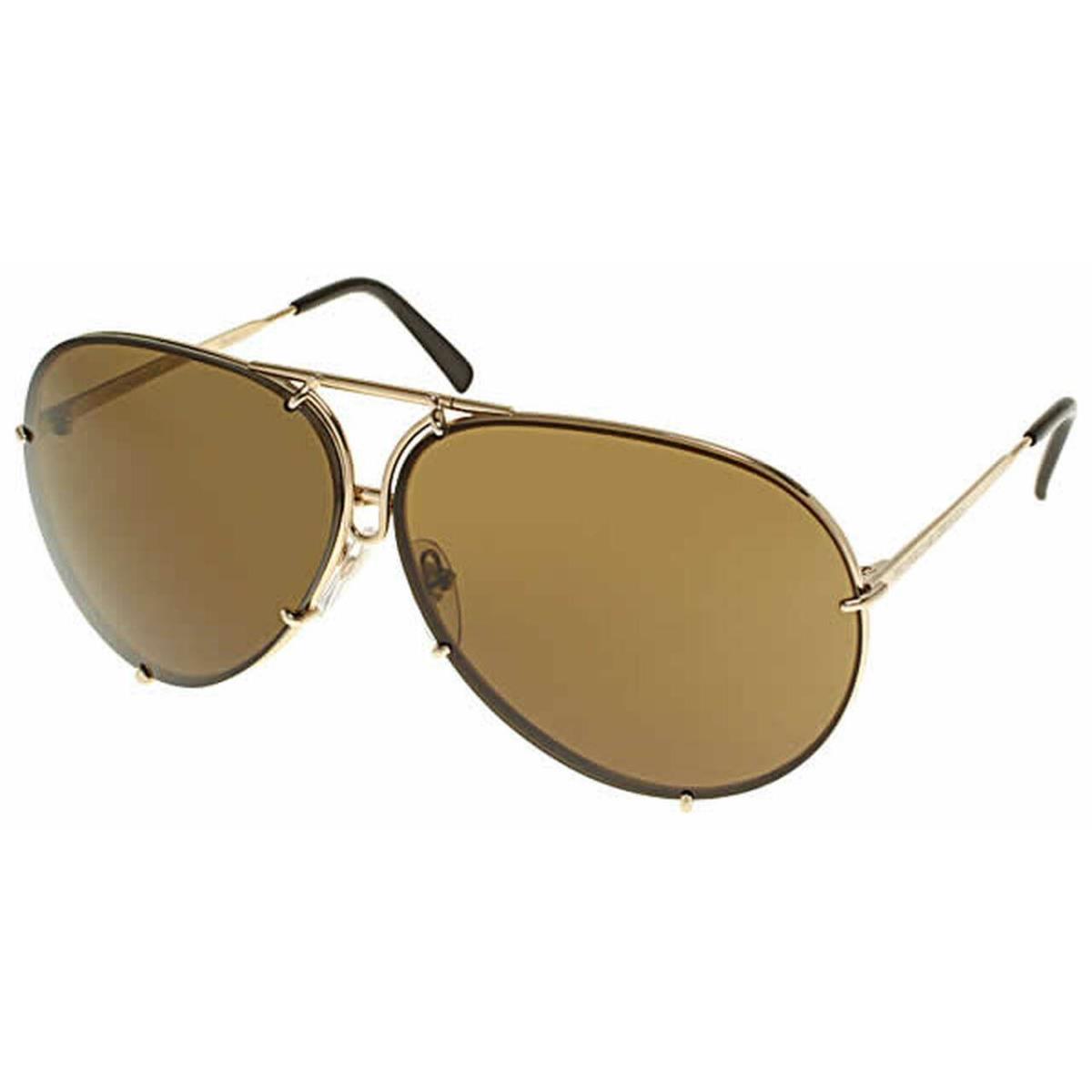 Porsche P8478 Designer Pilot Sunglasses Beta-titanium 28 Colors Sizes A - Light Gold w/Brown & Light Blue lens