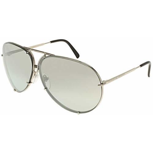 Porsche P8478 Designer Pilot Sunglasses Beta-titanium 28 Colors Sizes B - Silver w/Grey Gradient & Green lens