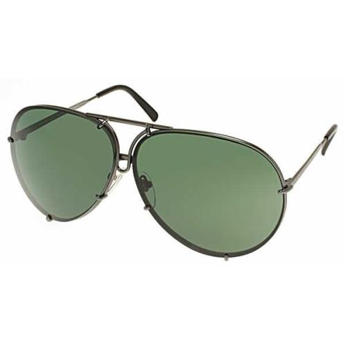 Porsche P8478 Designer Pilot Sunglasses Beta-titanium 28 Colors Sizes C - Matte Grey w/Green & Dark Orange lens