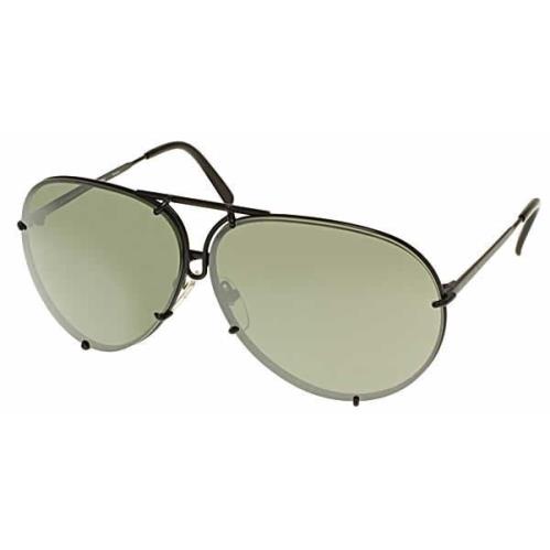 Porsche P8478 Designer Pilot Sunglasses Beta-titanium 28 Colors Sizes D - Matte Black w/Brown & Olive Green lens