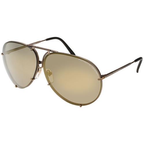 Porsche P8478 Designer Pilot Sunglasses Beta-titanium 28 Colors Sizes E - Copper w/Flash Gold & Blue Gradient lens