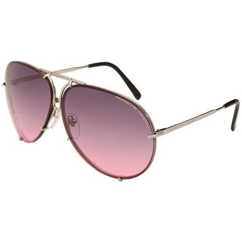 Porsche P8478 Designer Pilot Sunglasses Beta-titanium 28 Colors Sizes M - Gun-Metal w/Grey Gradient & Pink Mirror lens