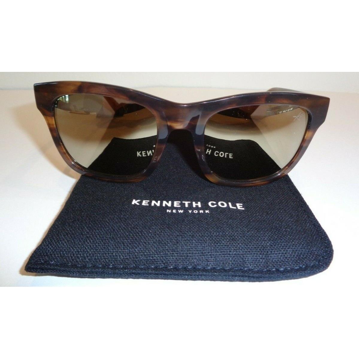 Kenneth Cole KC7201 Brown Horn Smoke Mirror Sunglasses Womens Eyewear