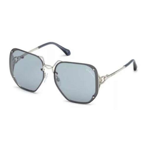 Roberto Cavalli Gallicano RC1059 16V Women Sunglasses Silver / Blue Square