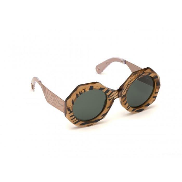 Roberto Cavalli RC1113 47N Women Sunglasses Crystal Brown Zebra / Green