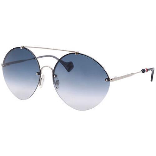 Tommy Hilfiger Th-zendaya-ii 01008 Sunglasses Palladium/blue Gradient Lens 61mm - Silver Frame, Blue Lens