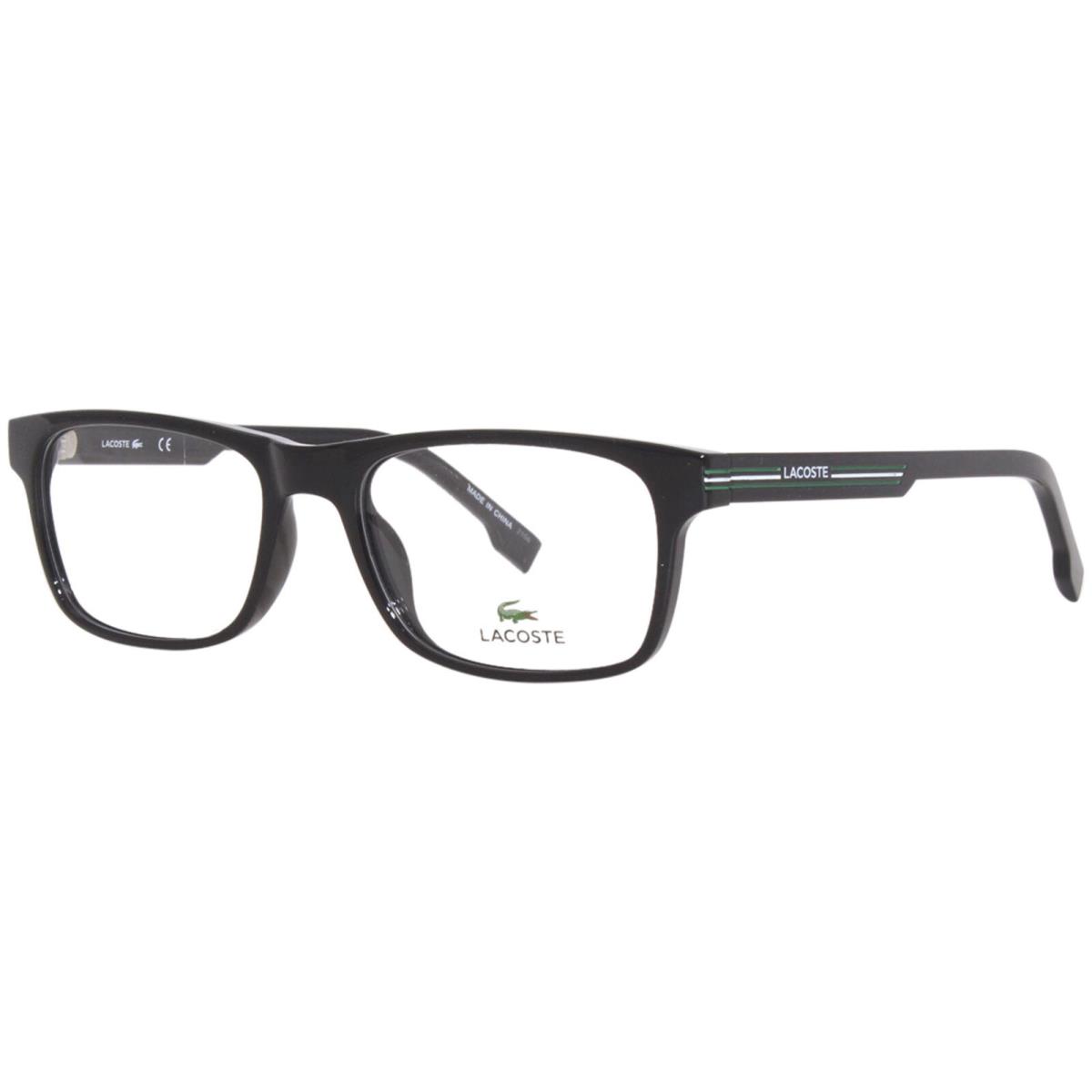 Lacoste L2886 001 Eyeglasses Frame Men`s Black Full Rim Rectangle Shape 55mm