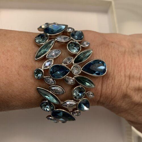 Givenchy Silver Tone Blue Stone Bangle Bracelet Statement GB2