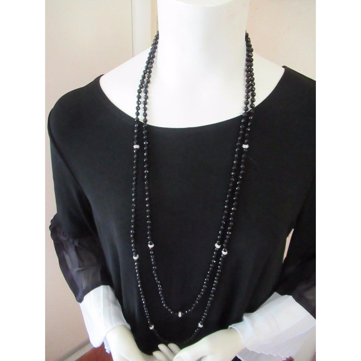 Lauren/ Ralph Lauren Double Stranded Black Glass Beaded Necklace