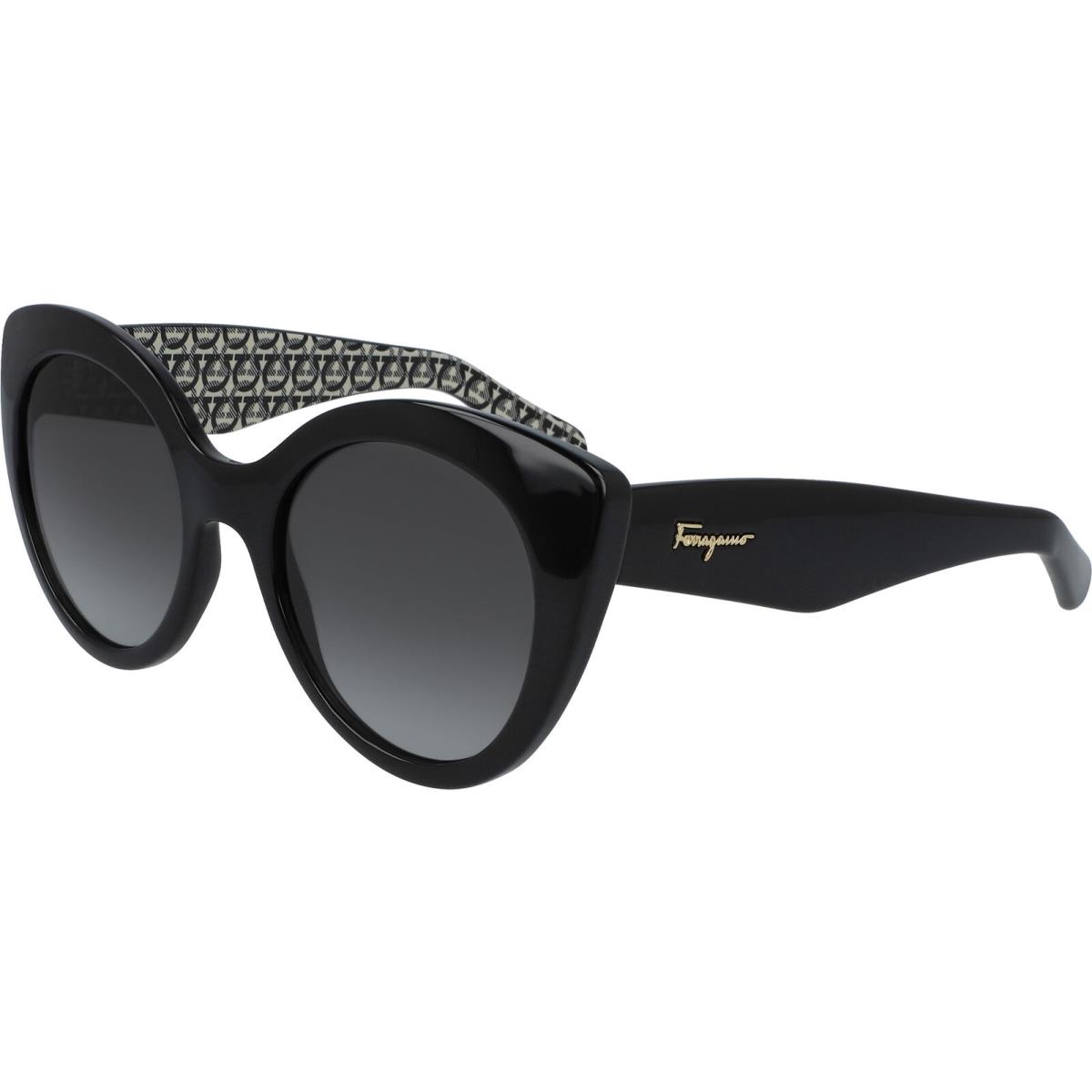 Salvatore Ferragamo Women`s Wide Temple Butterfly Sunglasses - SF964S Black/Grey (001)