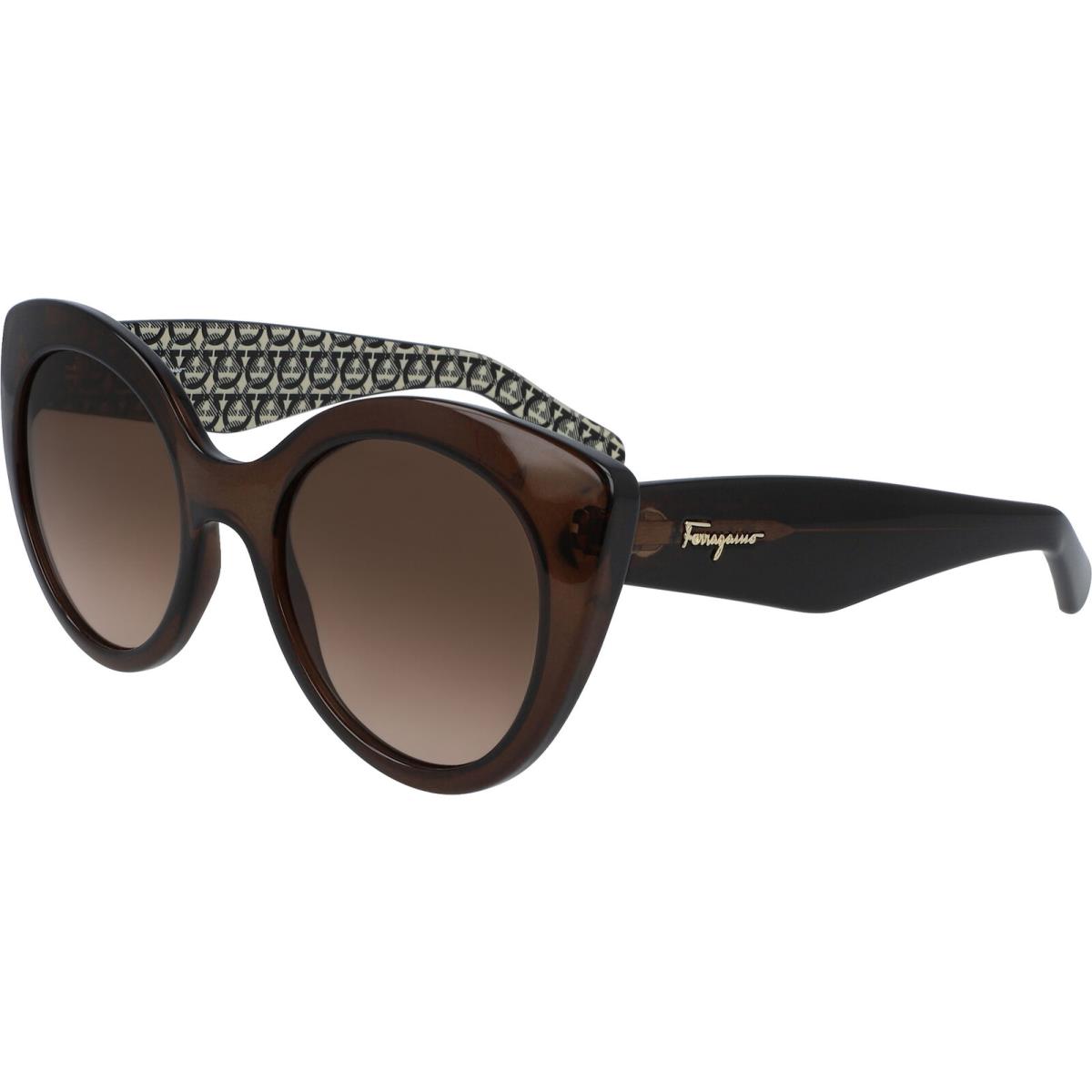 Salvatore Ferragamo Women`s Wide Temple Butterfly Sunglasses - SF964S Crystal Brown/Brown (210)