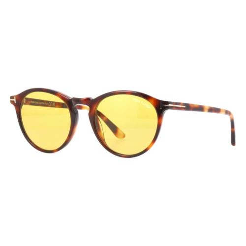 Tom Ford Aurele FT 904 53E Sunglasses Havana / Yellow Round