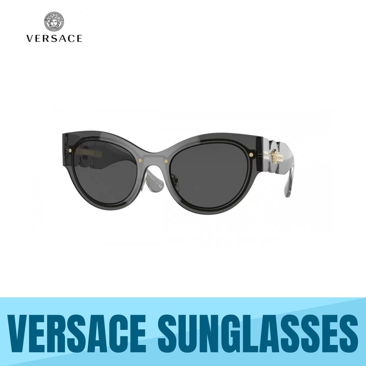 Versace VE2234 100287 Transparent Dark Grey-dark Grey Lens Sunglasses